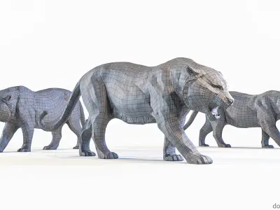 Decorative Tiger statuette PBR Low-poly 3D model