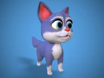 Cartoon young Cat Low-poly 3D model