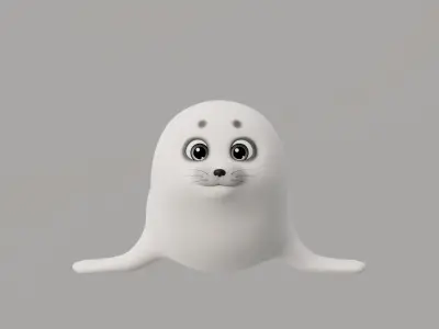 Rigged Cartoon Seal 3D model