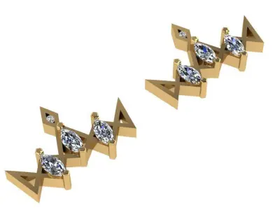 Zigzag Marquise Earring 2584 3D print model