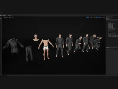 Womens and Mens Martial Uniforms - Modular - Rigged 3D Model Collection