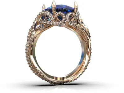 ring with stones Anna Hu Haute Joallerie 3D print model