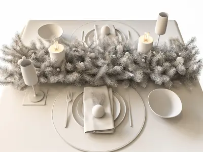 New Years table setting 3D model purchase