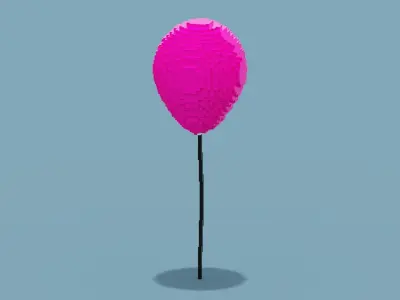 Voxel Pink Balloon Low-poly 3D model
