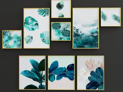 Set Arts Collection two gold leaf prints 3D model