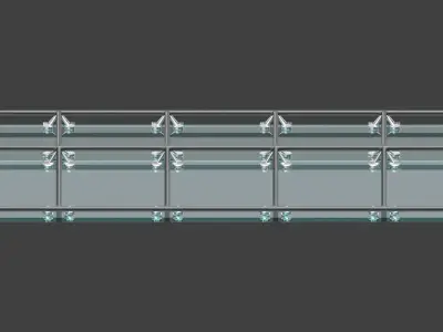 Arched structure wireframe connections glass panels 3D model V2 3D model