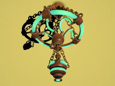 Fantasy bronze chandelier Low-poly 3D model