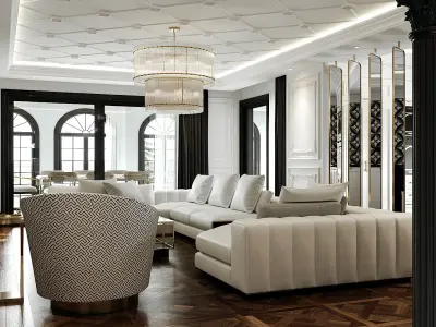 Luxury Classic Interior Villa 3ds Max Corona Renderer Scene 3D model