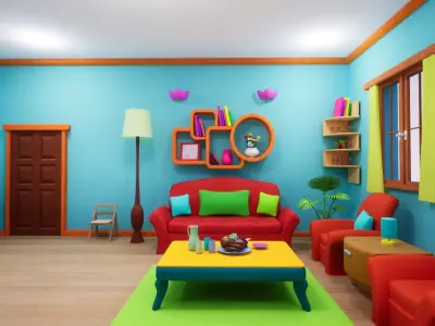 Asset - Cartoons - House - Livingroom  3D model