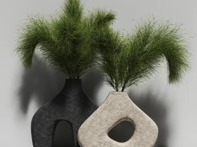 vase01 vase with plant in it 3D model