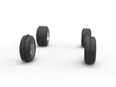 Wheel set of Ice Sprint car Scale 1 to 25 3D print model