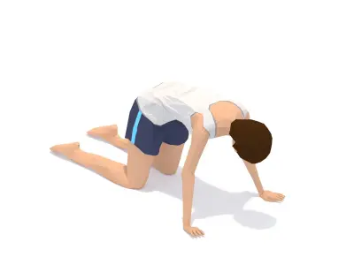 Cat Yoga Exercise Woman Animation Low-poly 3D model