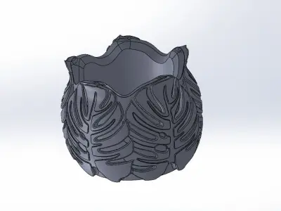 Monstera deliciosa texture vase 2 3D print model