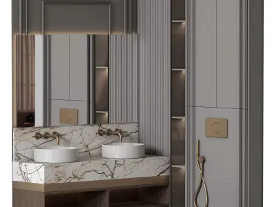 Bathroom furniture N062 in Neoclassic and Modern style Low-poly 3D model