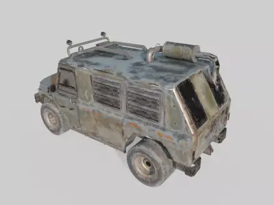 Apocalyptic-style modified armored jeep 3D model