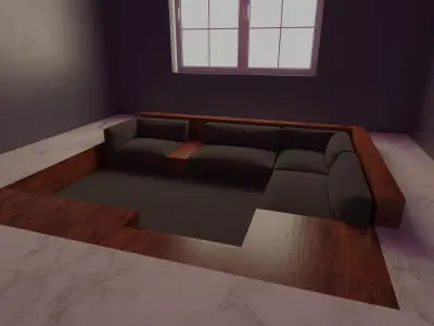 Luxury Conversation Pit Sunken Living Room Low-poly 3D model