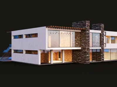 Modern villa with pool  3D model