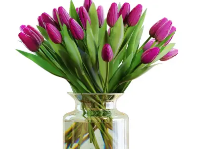 Flower Set 22 - Purple Tulips Bouquet 3D model