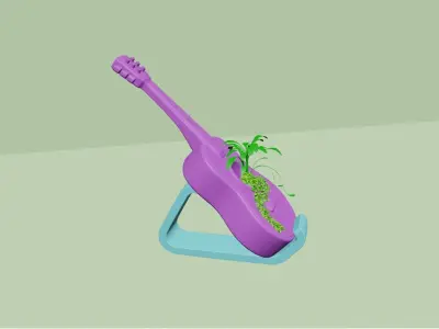 Cartoon Guitar Vase - Artificial Plant Pot - STL Printable 3D print model
