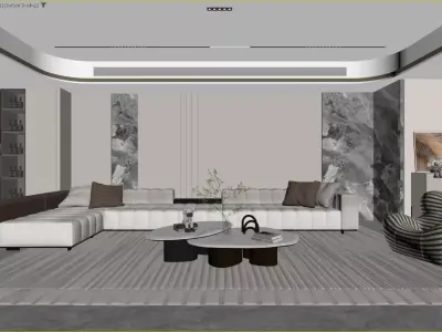 Modern Luxury Living Room with Minimalist Sophistication 3D model