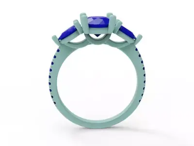  Three Stone Round  Engagement Ring 02 3D print model