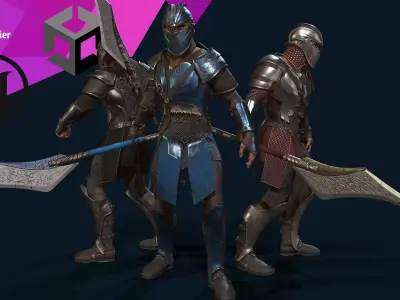 KnightHalberdier Low-poly 3D model