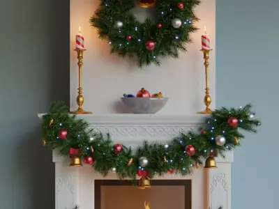 Christmas fireplace v2 3D model