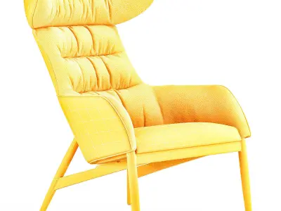 Ritzwell lounge chair with fabric and wooden legs Low-poly 3D model