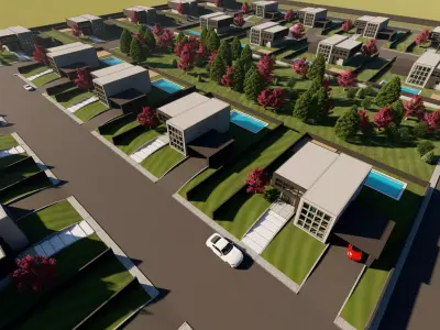 3D Futuristic Neighborhood 3D Model 3D model