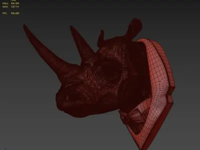 Decorative head rhino 3D model
