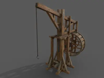 Medieval Crane 3D model Low-poly 3D model