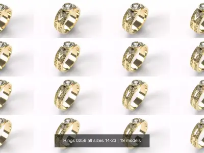 Rings 0256 all sizes 14-23 3D Model Pack
