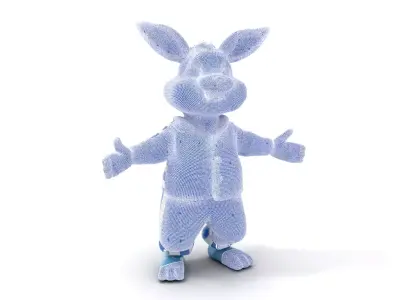 Blue Bunny Rigged and Animated Character Model in Pajamas Low-poly 3D model