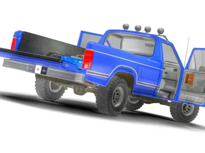 Generic Pickup 1984 With Interior Engine Suspension Low-poly 3D model
