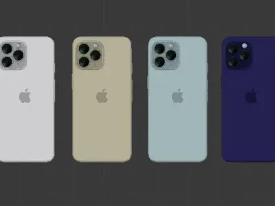 Apple iPhone 15 Pro In All Official Colors and Dimensions Low-poly 3D model