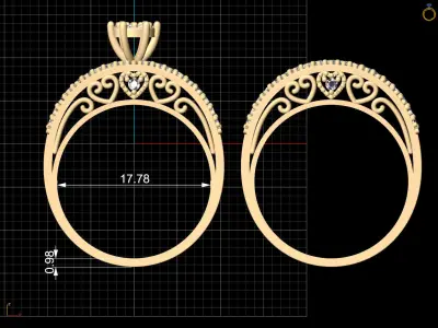 Lux ring silver gold sterling printable jewelry 3D model 3D print model order