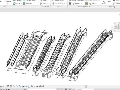 6 Escalator models Revit 2015 3D model