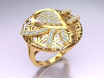  Mesh flower ring - Italian rings - Womens Rings - N6340 3D print model