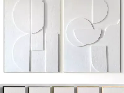 Plaster Two Photo Frame 106 Low-poly 3D model