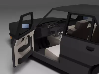 Low Poly 1980s Sport Sedan 3D Model Car01 Low-poly 3D model