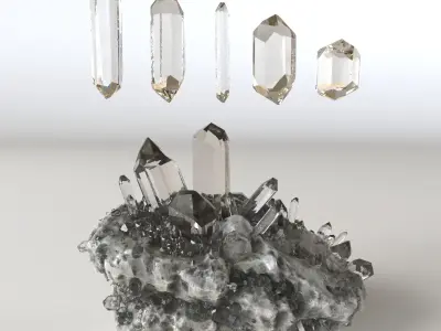 Crystal 5 types Low-poly 3D model