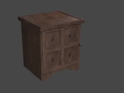 Old bedside table - PBR Game Ready Low-poly 3D model Low-poly 3D model