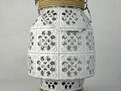White Metal Lantern Set 3D model