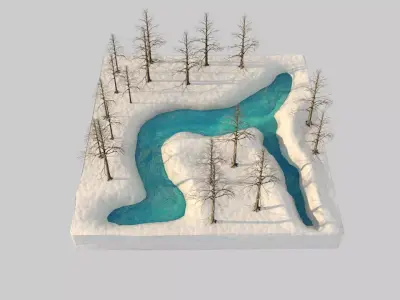 River and snow Free 3D model