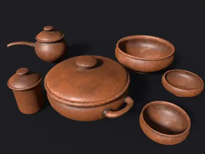 Antique clay pot Low-poly 3D model