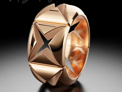 Star gold ring 3D print model