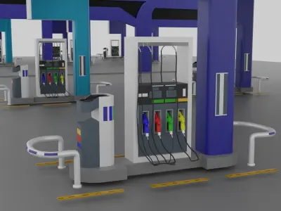 Gas Station Low-poly 3D model 2