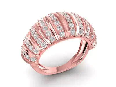 Luxury Multi Row Diamond Baguette Ring for Women  1067 3D print model