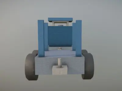 Game Ready Blue Wooden Kids Toy Train Low-poly 3D model