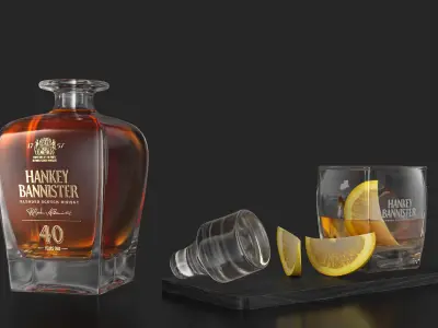 Hankey Bannister 40 YO Scotch Premium Whisky Carafe with Drink 3D model